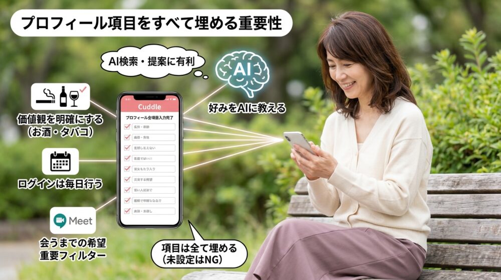 プロフィール項目をすべて埋めるのがなぜ重要なのかのイメージ画像