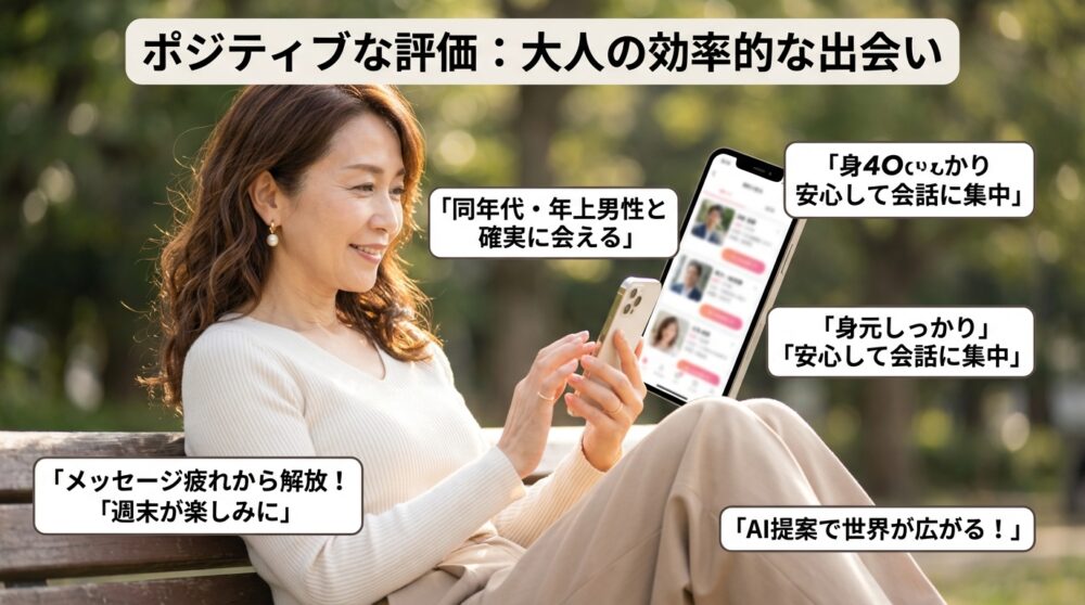 ポジティブな評価:大人の効率的な出会いのイメージ画像