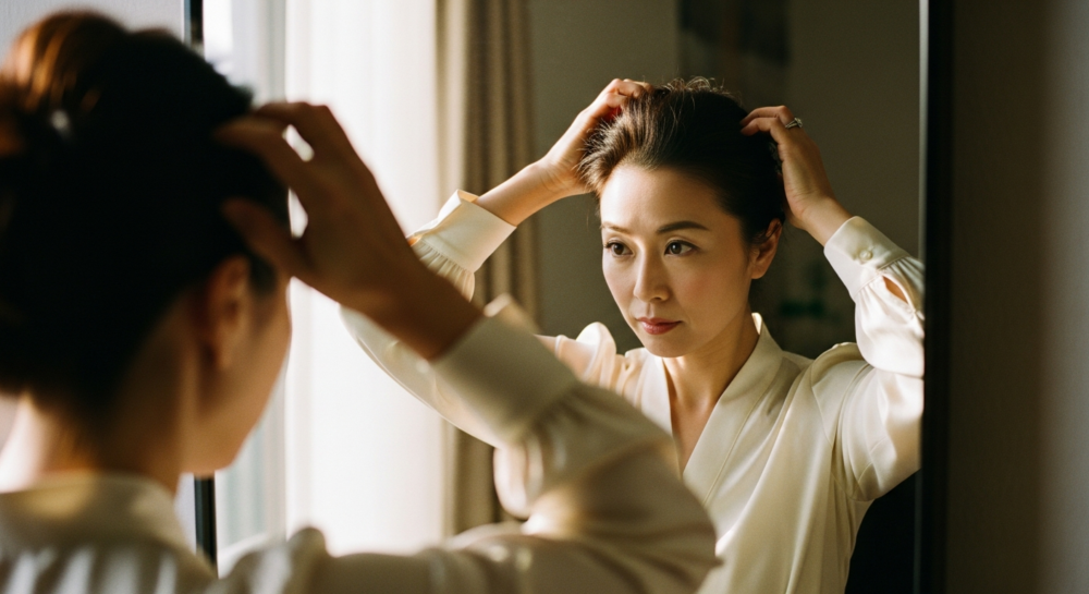 50代 前髪なし 老けるの解説イメージ